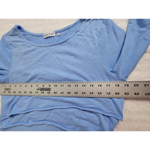 Habitat Blue 3/4 Sleeve Layered Tunic Top Womens Medium Cotton Blend Stretch - Picture 7 of 8